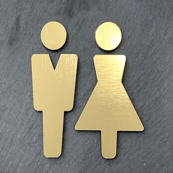 【送料無料】GOLDカラートイレ男女サインプレート【Bタイプ】toilet サイン お手洗い 男トイレ 女トイレ ピクトグラムの画像