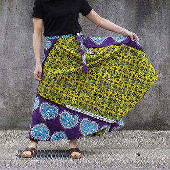 カンガの巻きスカート（ アフリカ布スカート ）ラップスカート ロングスカート