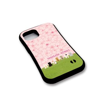 iPhone グリップケース【ほのぼのにゃんこ（さくらさくら）】（名入れ可）の画像