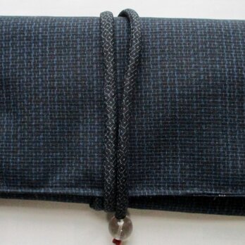 ７５７２　藍大島紬の着物で作った和風財布・ポーチ＃送料無料の画像