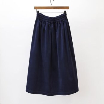 【即納】コーデュロイ ギャザースカート（ダークネイビー）紺 ネイビーの画像