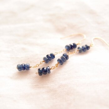 【K14gf】Blue Sapphire Long Earrings／ブルーサファイア ロングピアスの画像