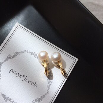 6.5～7mm 淡水パフコイン ソフトタッチ痛みなくしっかりとホールドのイヤリング！pearls earringsの画像