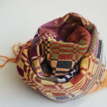 手織りカシミアストール・・7 mix colorsの画像