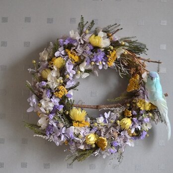 インコの花便りwreathの画像