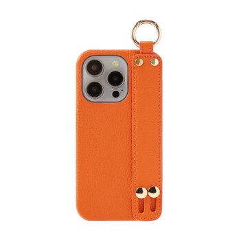 あなたのiPhone15を格上げ 高級 iPhone15 Pro 本牛革 カバー ケース ベルト ストラップ オレンジの画像