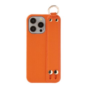 あなたのiPhone15を格上げ 高級 iPhone15 ProMax 本牛革 カバー ケース ベルト ストラップ オレンジの画像