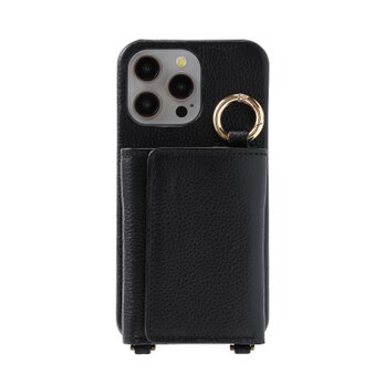 最高品質 iPhone15ProMax 本牛革 レザー カバー 財布 ケース ブラック ストラップ 職人 ハンドメイド 個性的の画像