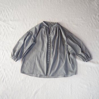 ■Pre-order■Cotton lawn button gather blouse / GRAYの画像