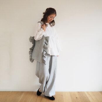 ■Pre-order■Double gauze gather blouse / OFF/Wの画像