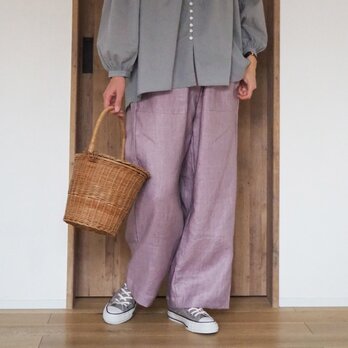 Linen baker pants / PINKの画像