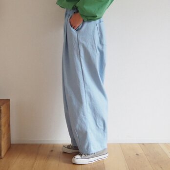 ■Pre-order■Cotton linen tuck pants / SAXの画像