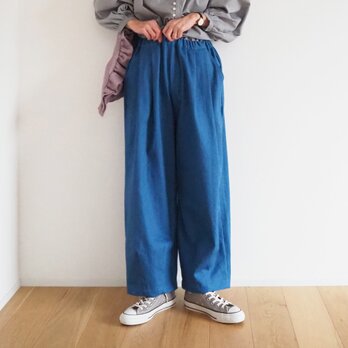 ■Pre-order■Cotton linen tuck pants / BLUEの画像