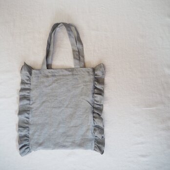 ■Pre-order■Linen frill tote bag / GRAYの画像