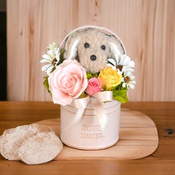 プリザーブドフラワー・犬／フラワーギフト 誕生日 母の日 犬 花 お供えの画像