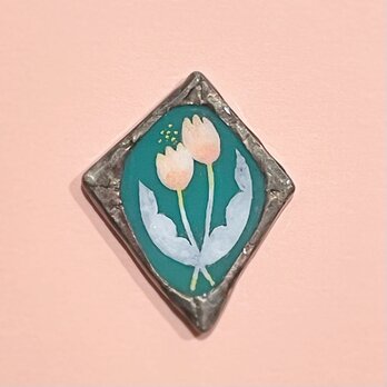 チューリップA　ステンドグラスブローチ