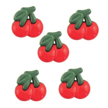 アメリカ ボタンガローア ボタン5個セット チェリーL　B-2674　さくらんぼ 果物 フルーツの画像
