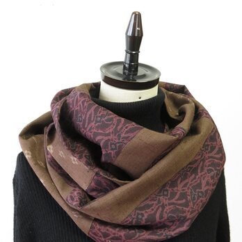 ＊アンティーク着物＊縞に抽象模様手織り真綿紬のパッチスヌード