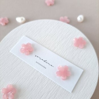 ★b　『 桜  - cherry blossoms - 』　春　ピンク　フォーマル　小ぶり　大人可愛いピアス／イヤリングeの画像