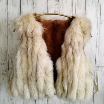 ¶ new antique fur ¶ ブルーフォックス/パステルミンクリバーシブルジレの画像