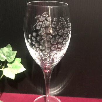 ミモザのグラス＊シャンパン・ワイン〜手彫りガラスの画像