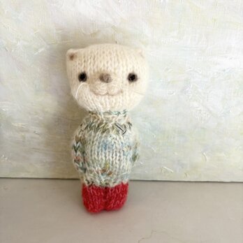 あか靴下の シロクマ　あみぐるみ　teddyの画像