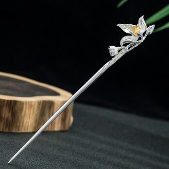 銀製蓮の花簪：日本文化の美と気品を身に纏うK116の画像