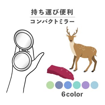 お肉シリーズ ヴェニスン 肉 鹿 鹿肉 コンパクトミラー 折りたたみ 拡大鏡 薄型 NLFT-MRR07-01kの画像