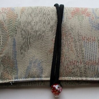 ７５９８　色大島紬の着物で作った和風財布・ポーチ＃送料無料の画像