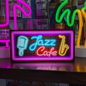 ジャズ カフェ ジャズ喫茶 サックス ライブバー レコード 店舗 自宅 パーティー 照明 看板 置物 雑貨 ライトBOXの画像