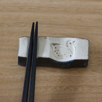 陶器 粉引き鳥 スプーン箸置き HA8の画像