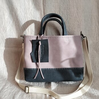 mainichi tote shoulder　グレー✗黒　オイルヌメ（シュリンク）の画像