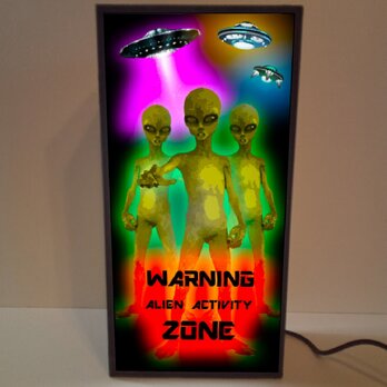 エイリアン UFO 宇宙人 未確認飛行物体 ホラー エリア51 店舗 自宅 サイン ランプ 照明 看板 置物 雑貨 ライトBOXの画像