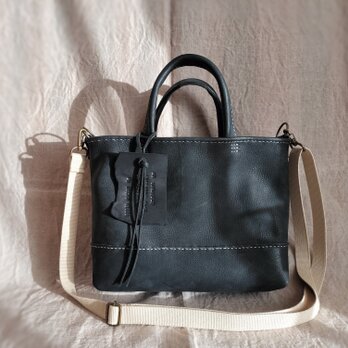 mainichi tote shoulder　黒　オイルヌメ（シュリンク）の画像