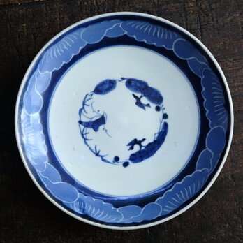 紺で素敵◆伊万里 染付中皿　骨董・antiques 碗　古美術　丁寧な暮らしに。江戸期の画像