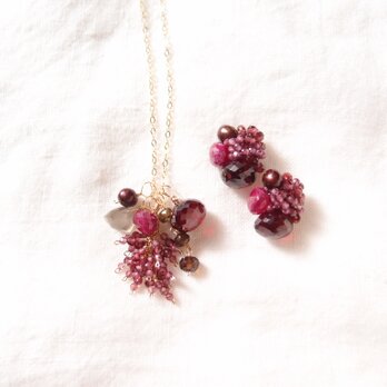 Necklace Charm Set【K14gf】Garnet × Ruby × Tourmaline × Moonstoneの画像