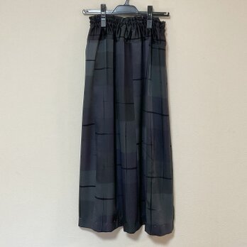 着物リメイク O2  ギャザースカート  シルク 古布正絹 着物スカートの画像