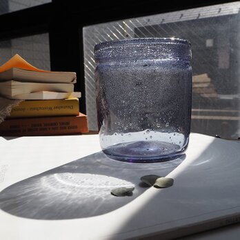 ブルーパープルのフラワーベース／花瓶／エリックホグラン／ガラスの画像