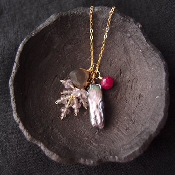 Necklace Charm Set【K14gf】Moonstone × Ruby × Labradorite × Spinelの画像