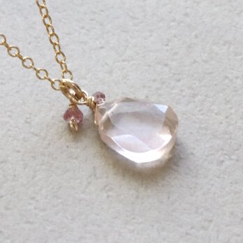 桜の花びら ネックレス｜天然石 ローズクォーツ｜14Kgf｜ー Sakura ー