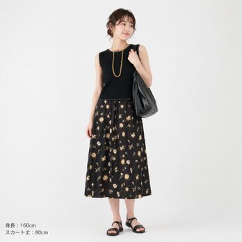 ★着丈85㎝まで★黒いリネン100％★おしゃれな花柄★受注製作★