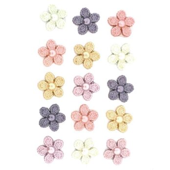 アメリカ Dress it Upボタン 13個 パールフラワー 忘れな草 ビクトリアン 小花 B-2375の画像