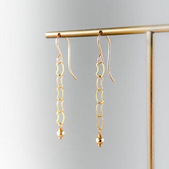 まいにち猫パレード！✧ 猫チェーンピアス（14kgf）軽やかに揺れる隠れ猫モチーフ