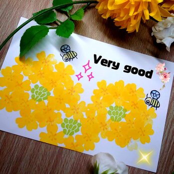 消しゴムはんこ「菜の花②・ミツバチ」4個の画像