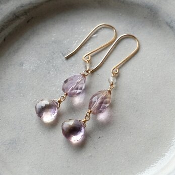 【★SALE】宝石質アメトリンのロングフックピアス（タンブル＋マロン）の画像