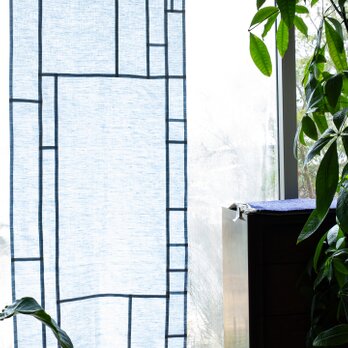 陰影を愉しむリネンの飾り布B【60ｘ185・ソフトブルー・日本製リネン・間仕切りカーテン】の画像