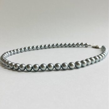 貝磨きパールネックレス/約7mm約42cm/磨きグレー/made in japan