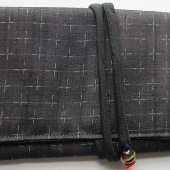 ７６２０　絣柄の着物で作った和風財布・ポーチ　＃送料無料の画像