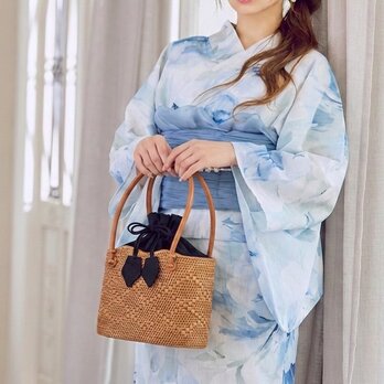 小さめサイズ☆カジュアルにかごバッグを楽しむ♪アタバッグ　バリ島　ハンドバッグ　ハンドメイド　かごバック