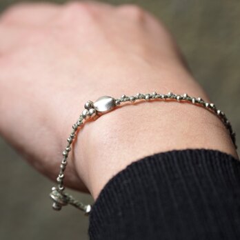 Silver braid bracelet 'Green'の画像